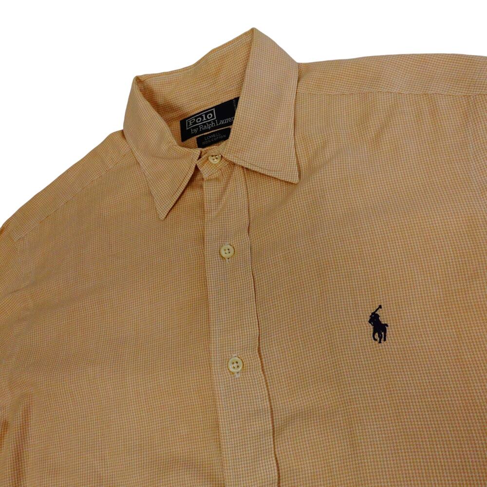 Ralph Lauren Lowell Vintage Woven Check Button Up Beige Shirt Men's 15 32